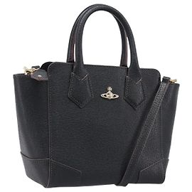 Borsa a mano Vivienne Westwood in pelle 2way Nero Oro Auth LN142A