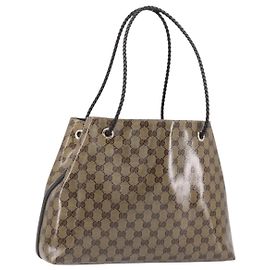 Borsa a tracolla GUCCI GG crystal Coated Canvas Beige Gold 419689 Auth ki6829V