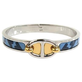 Bracelete Mini Clic Chaine D Ancre PM em esmalte azul Hermès