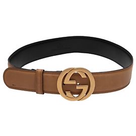 Cinto de couro Gucci Interlocking GG marrom Tamanho US XS