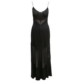 Vestido Fendi negro con paneles transparentes y adornos de cristales Talla IT 40
