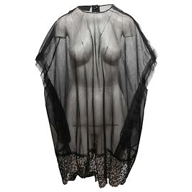 Poncho de malla con ribete de encaje Simone Rocha negro Talla UK 14
