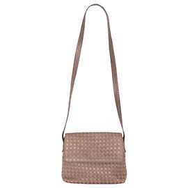 Borsa a tracolla Vintage Tan Bottega Veneta in pelle e tela Intrecciato