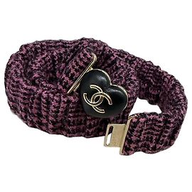 Chanel Houndstooth Fabric Belt with Enamel Double C Buckle