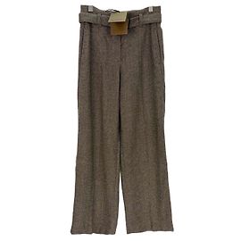 Pantalones Burberry de lana marrón con cinturón