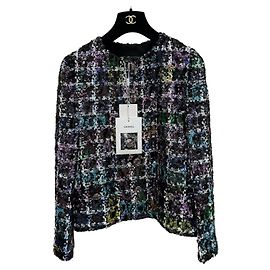 Chanel Métiers d'Art Tweed Jacke mit Pailletten Größe 34