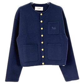 Céline Navy Cashmere Jacket with Gold Buttons