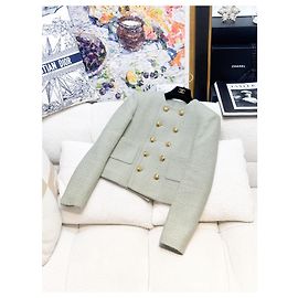 Céline Green Tweed Double Breasted Jacket