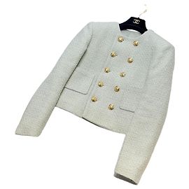 Giacca Céline in Tweed Verde Doppiopetto