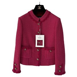 Chaqueta Chanel Metiers d'Art de tweed roja talla 34