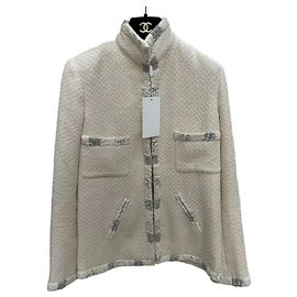 Chaqueta Chanel Serie Bombay de Tweed Ecru Talla 40