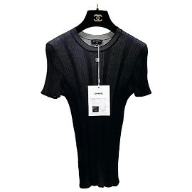 Chanel Beach Serie Baumwolle Oberteil mit kurzen Ärmeln