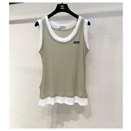 Top Miu Miu in cotone senza maniche effetto due pezzi