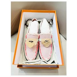 Bailarinas Hermès de tela con detalle de flecos 37