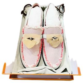 Sapatilhas Hermès em tecido com detalhe de franjas 37