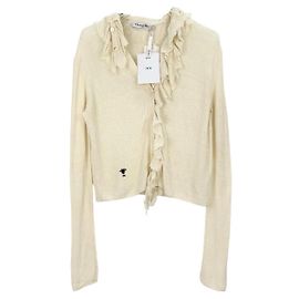 Autre Marque Prenda de punto Dior de lino blanco con ribete de volantes