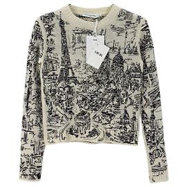 Autre Marque Pull Dior en cachemire blanc brodé
