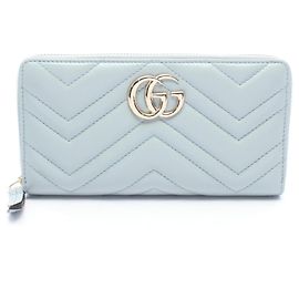 Cartera larga Gucci GG Marmont de piel de cordero azul