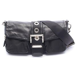 Prada Black Nylon and Leather Handbag