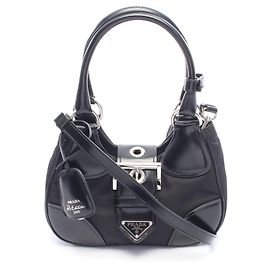 Sac à main Prada MOON noir en nylon et cuir
