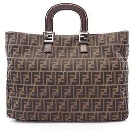 Borsa tote Fendi Zucca marrone in pelle e tela