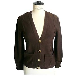 Céline Gilet Laine Marron Boutons Dorés T34