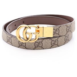 Cinto de couro reversível Gucci Double G GG Supreme com hardware dourado