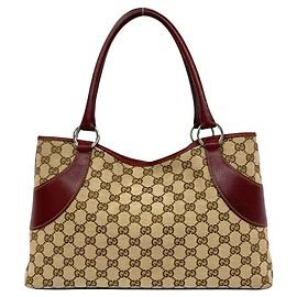 Bolso Tote Gucci de piel y lona con estampado de logotipo GG