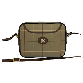 Burberry Schultertasche aus Leder und Canvas mit Vintage Check Muster