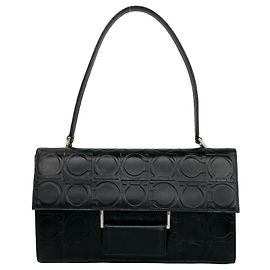 Bolso de hombro medio de piel grabada Gancini Salvatore Ferragamo