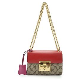 Gucci GG Supreme Canvas Padlock Small Chain Schultertasche Rot/Rosa