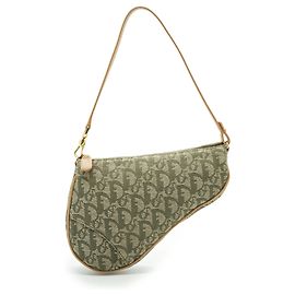 Autre Marque Bolso Pochette Saddle Trotter Christian Vintage Beige y Verde