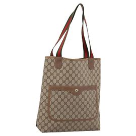 GUCCI GG Supreme Web Sherry Line Tote Bag PVC Beige Gold 39.02.003