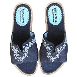 Autre Marque Mules Le Plagiste de denim azul bordadas flores