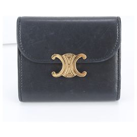 Céline Carteira Small Flap Celine em Pele Preta