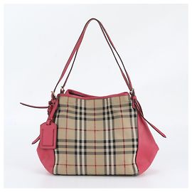 Borsa Tote a Spalla Burberry Nova Check in Pelle e Tela
