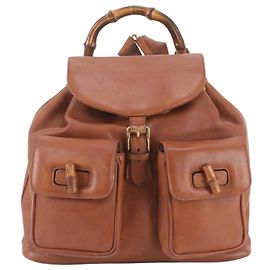 Mochila y bolso de hombro Gucci Old Bamboo de cuero