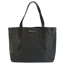 Saco Tote/Saco de Ombro Sophia em couro preto com relevo de estrelas Jimmy Choo