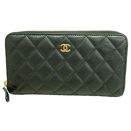 Cartera larga Chanel Matelassé en piel de becerro granulada negra