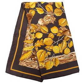 Pañuelo de seda Hermès Brown Casse Noisette 90