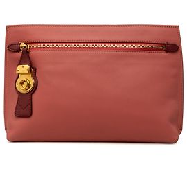 Clutch Pendleton de piel bicolor rosa Burberry