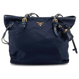 Tote Prada em Tessuto com acabamento em Saffiano azul