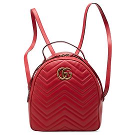 Zaino Gucci Small GG Marmont in pelle matelassé rossa