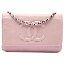 Chanel CC Caviar Wallet On Chain Rosa