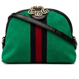 Gucci Green Small Suede Web Ophidia Dome Crossbody