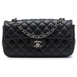 Chanel Black CC Quilted Lambskin East West Flap