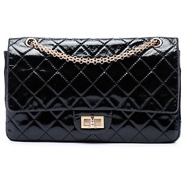 Chanel Black Quilted Patent Reissue 2.55 Double Flap 227