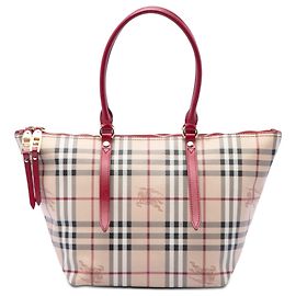 Borsa Tote Burberry Beige Small Haymarket Check Coated Canvas Salisbury