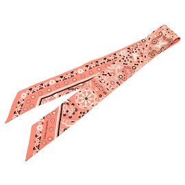 Hermès Pink Peuple du Vent Bandana Twilly Silk Scarf