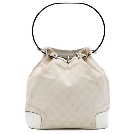 Bolso Gucci de lona GG beige con asas de resina